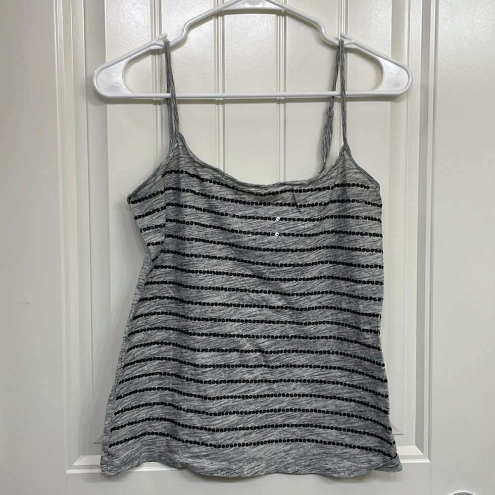 Ann Taylor loft size‎ M tank top gray with black sequins